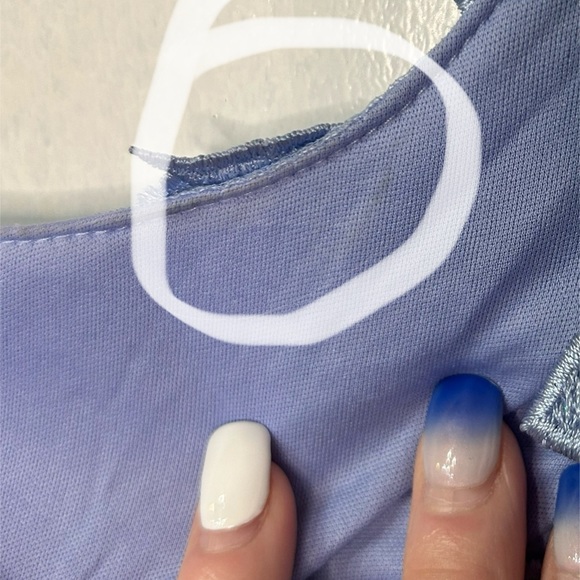 NWT (0) Light Periwinkle Juniors Womens embroidered asymmetrical Evening Dress - Picture 9 of 10